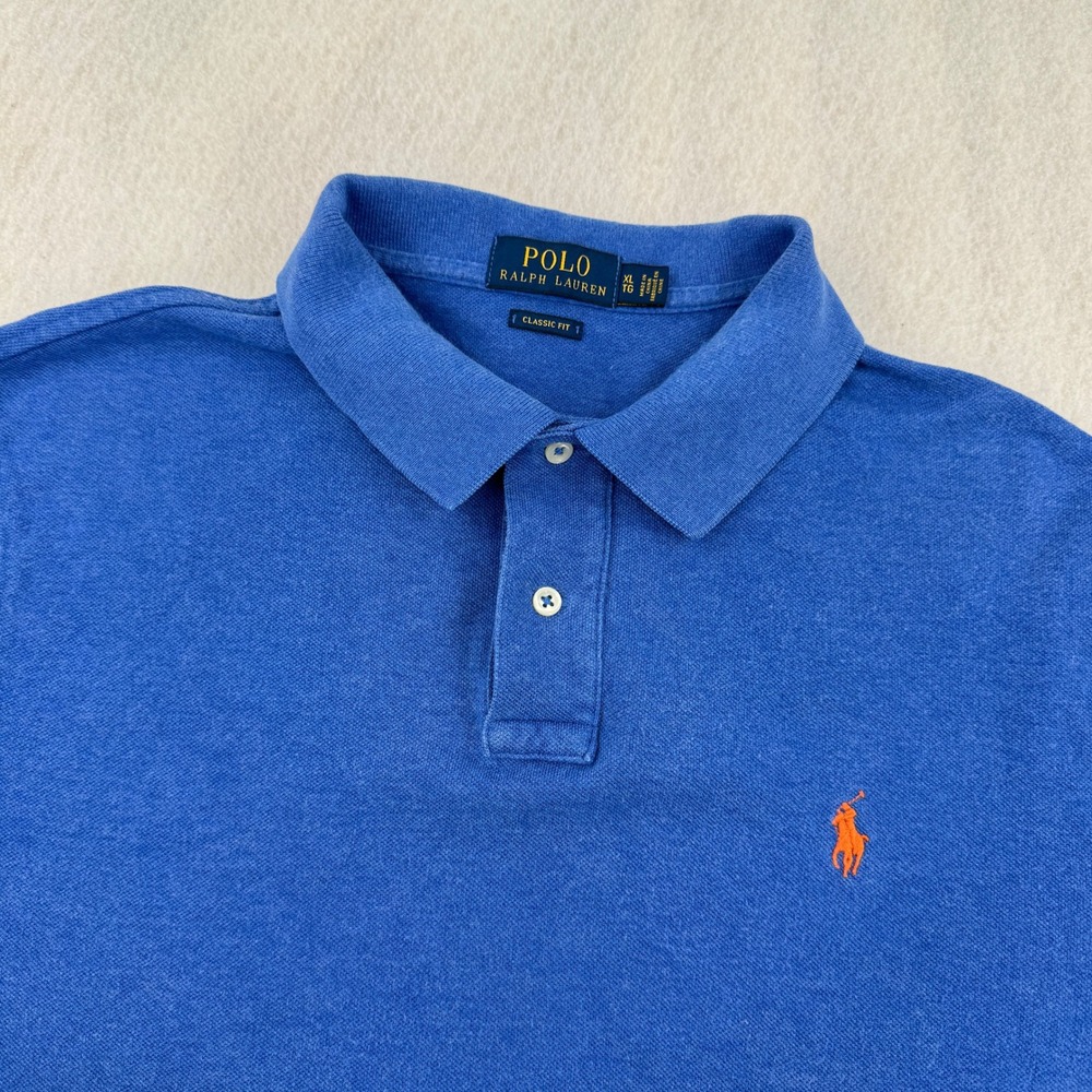 Polo Ralph Lauren Mens XL Classic Fit Blue Short Sleeve Pique Polo Preppy Casual